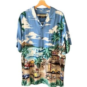 Hawaiian Reserve Collection XL Landscape Beachy Short Sleeve Button Down Shirt